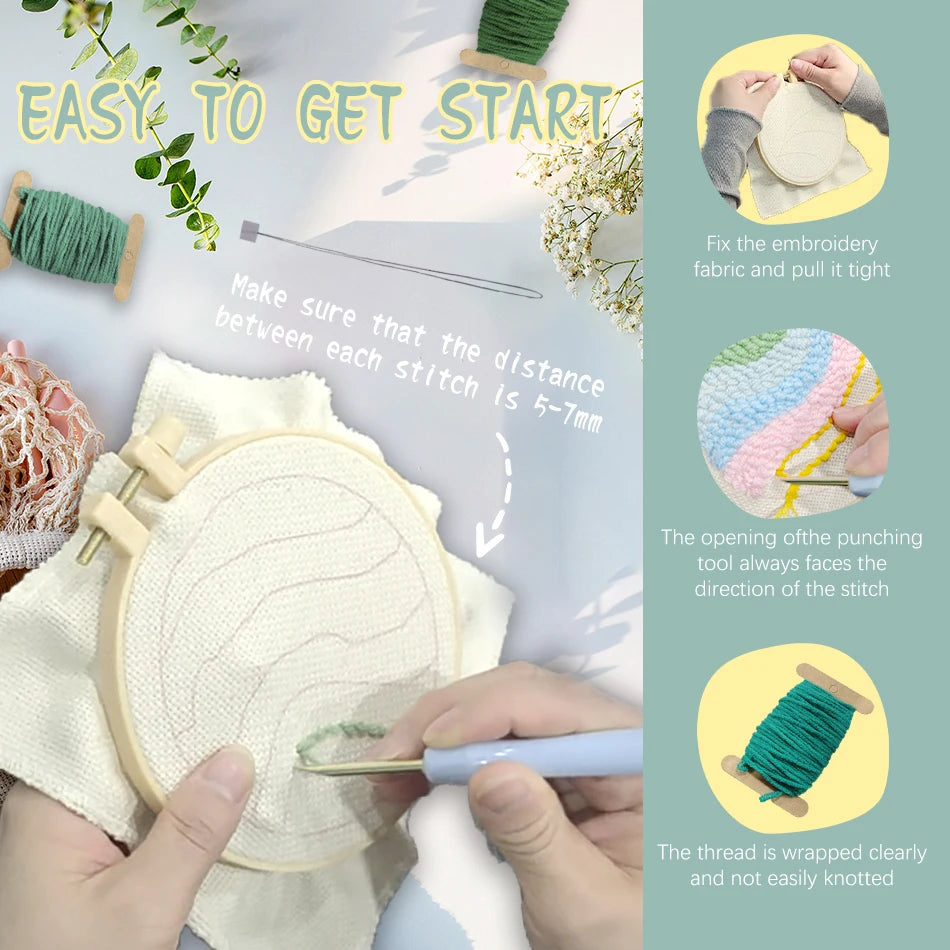 DIY Beginner Punch Needle Coaster Kit – Make 6 Animal Dog Frog Butterfly Paw Design Coasters - Multiple Design Choice Craft Embroidery