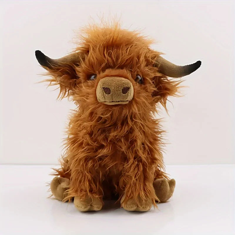 25cm Highland Cow Plush Toy – Soft Stuffed Animal in Brown or Black