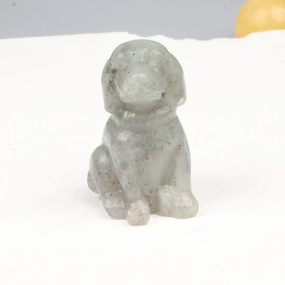Crystal Dog Figurines – Hand-Carved Natural Stone Animal Dogs Figures for Chakra Energy Healing & Home Décor