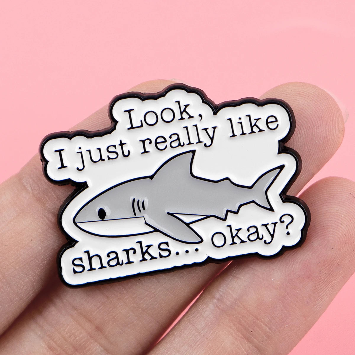 Shark Lovers Funny Enamel Brooch Lapel Pin Badge Novelty Gift