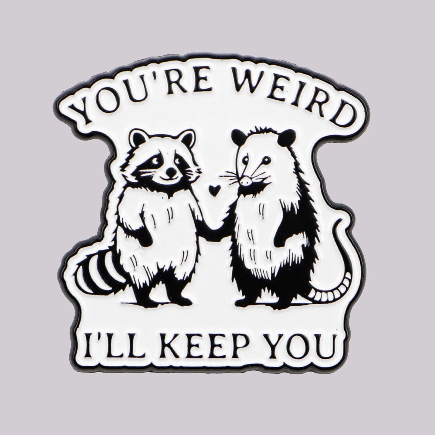 Opossum & Raccoon Weird Best Friends Funny Enamel Brooch Lapel Pin Badge Novelty Gift