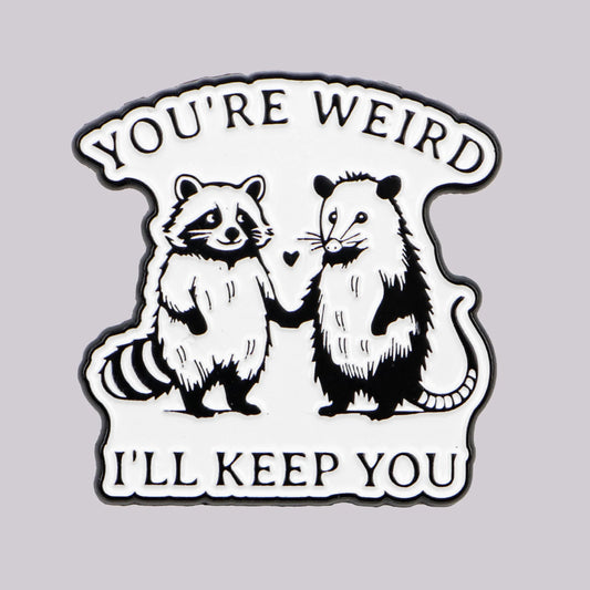 Opossum & Raccoon Weird Best Friends Funny Enamel Brooch Lapel Pin Badge Novelty Gift