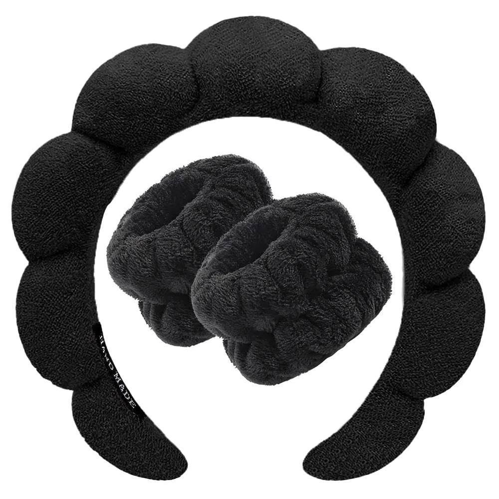 3-Piece Spa Headband & Wristband Set – Ultra Soft Makeup & Skincare Accessories