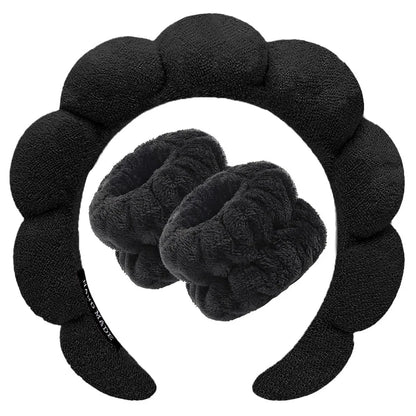 3-Piece Spa Headband & Wristband Set – Ultra Soft Makeup & Skincare Accessories