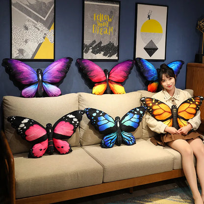 40×50cm Large Butterfly Plush Soft Toy Decorative Cushion – Blue/Pink/Yellow Multicolour Options