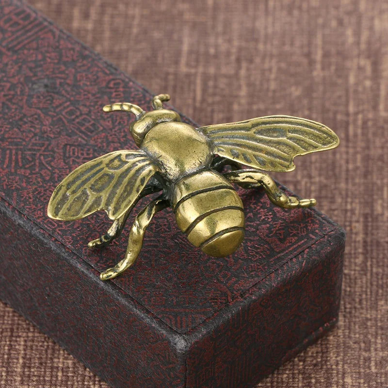 Mini Brass Copper Metal Bee Honeybee Figurine – Desk Buddy Ornament Collectible