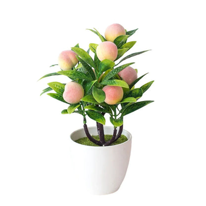 Artificial Bonsai Plant Tree – Peach, Orange, Strawberry, or Pepper Tree Plant Décor (22×18 cm)