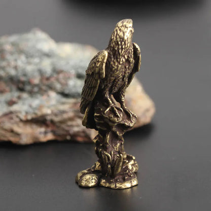 Mini Brass Copper Metal Eagle Figurine – Desk Buddy Ornament Collectible