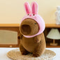 Cute Capybara Plush Toy with Hat -  Frog, Duck, Bunny, Strawberry, Bread, Toast or Turtle Backpack