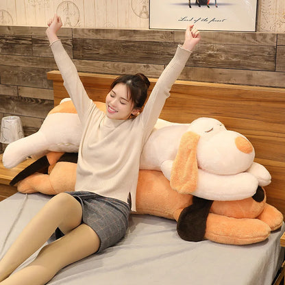 90-150cm Giant Large Dog Plush Toy Long Body Pillow in Brown or White