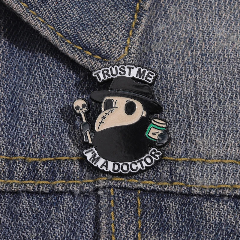 Plague Mask Doctor Funny Sarcastic Enamel Brooch Lapel Pin Badge Novelty Gift