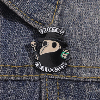 Plague Mask Doctor Funny Sarcastic Enamel Brooch Lapel Pin Badge Novelty Gift