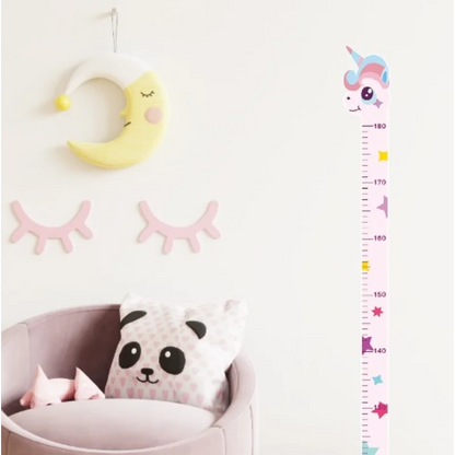 Cartoon Wall Height Chart Sticker – Removable Kids Growth Ruler for Bedroom or Nursery - Unicorn, Giraffe and Dinosaur