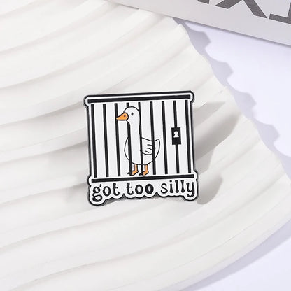 Got Too Silly Goose Jail Funny Sarcastic Enamel Brooch Lapel Pin Badge Novelty Gift