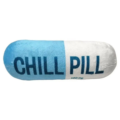 Funny Squeaky Dog Toy Chill Pill Tablet Shaped Pet Dog Plush Toy Gift Comedy Silly