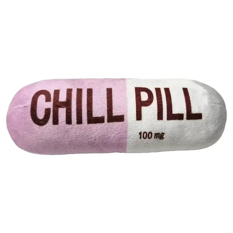 Funny Squeaky Dog Toy Chill Pill Tablet Shaped Pet Dog Plush Toy Gift Comedy Silly