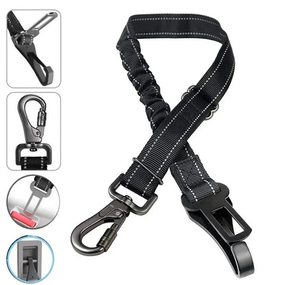 3-in-1 Adjustable Dog Car Seat Belt – Reflective Pet Travel Safety Lead for Small Medium & Large Dogs