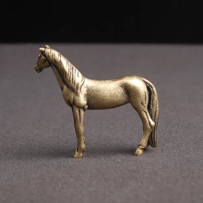 Mini Brass Copper Metal Horse Figurine – Desk Buddy Ornament Collectible