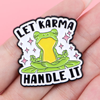 Karma Meditating Frog Funny Enamel Brooch Lapel Pin Badge Gift Mental Health