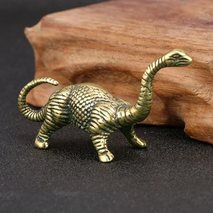 Mini Brass Copper Metal Dinosaur Figurine – Desk Buddy Ornament Collectible