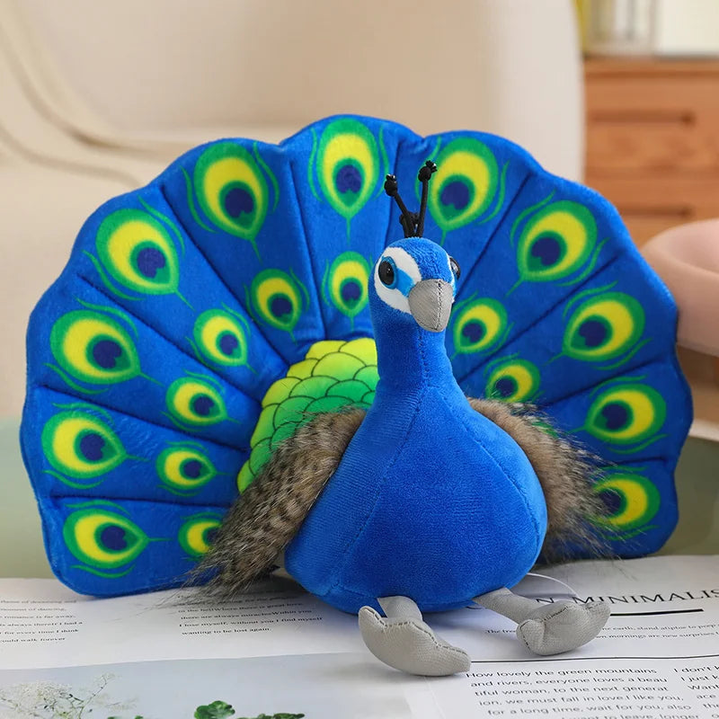 23cm Realistic Peacock Plush Soft Toy – Beautiful Green or Blue Design