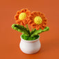 Crochet Knitted Artificial Flower Plant in Pot - Hand Woven Potted Desk Desktop Home Decor Gift Ornament