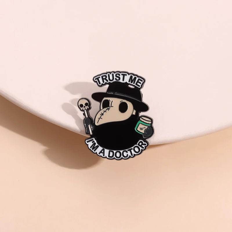Plague Mask Doctor Funny Sarcastic Enamel Brooch Lapel Pin Badge Novelty Gift