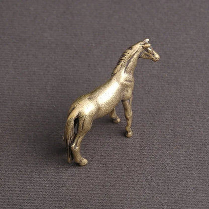 Mini Brass Copper Metal Horse Figurine – Desk Buddy Ornament Collectible