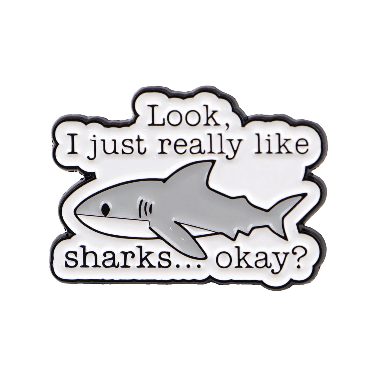 Shark Lovers Funny Enamel Brooch Lapel Pin Badge Novelty Gift