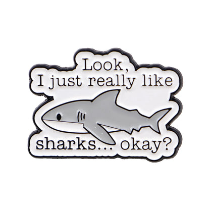 Shark Lovers Funny Enamel Brooch Lapel Pin Badge Novelty Gift