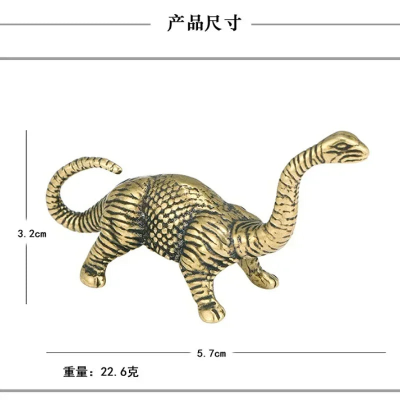 Mini Brass Copper Metal Dinosaur Figurine – Desk Buddy Ornament Collectible