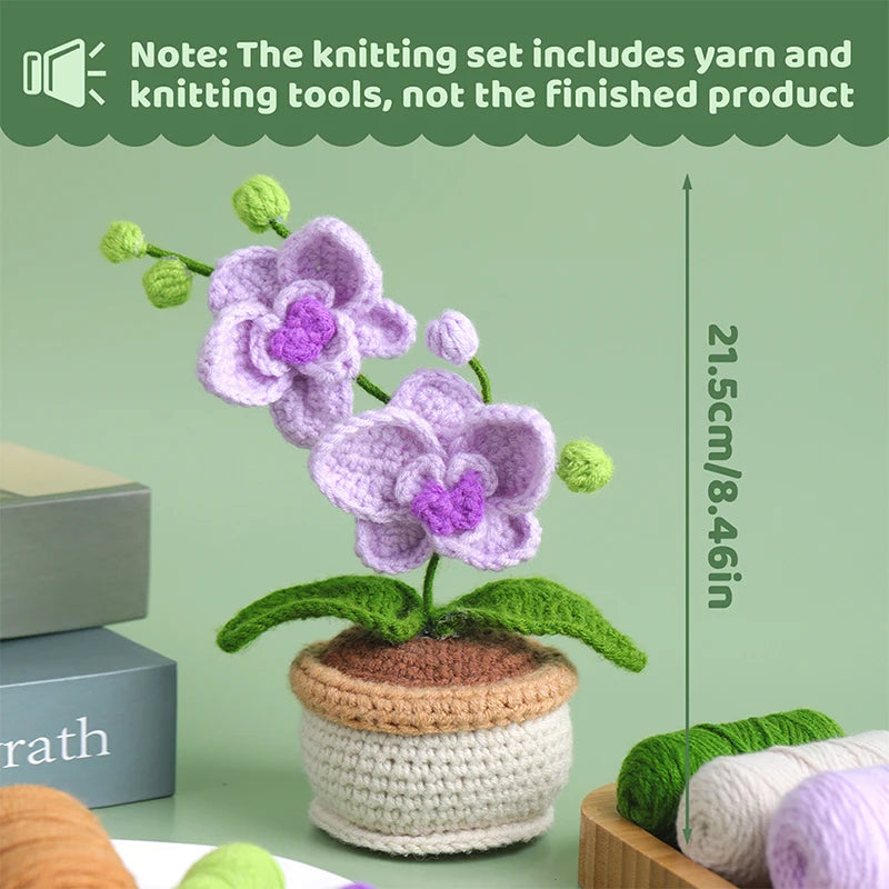 Moth Orchid or Bluebell Crochet Kit – All-in-One Beginner Crochet Flower DIY Kit