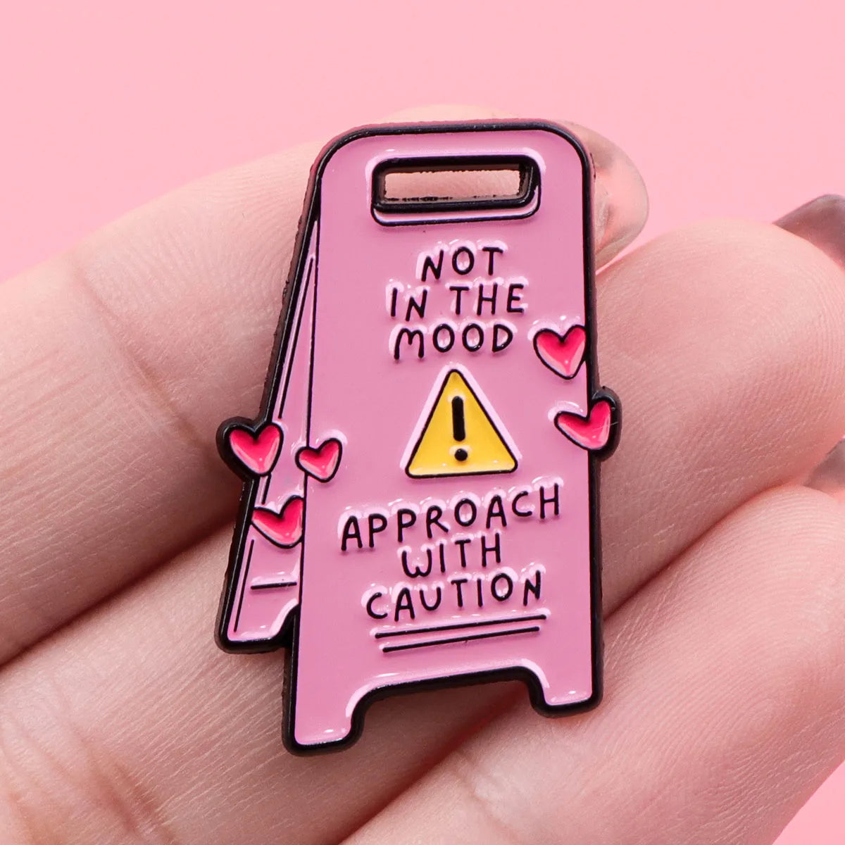 Approach with Caution Funny Sarcastic Enamel Brooch Lapel Pin Badge Novelty Gift