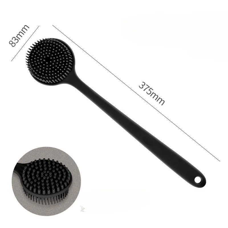 Black Silicone Body Brush – Long-Handle Shower Body Scrubber & Exfoliator