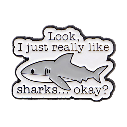 Shark Lovers Funny Enamel Brooch Lapel Pin Badge Novelty Gift