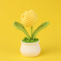 Crochet Knitted Artificial Flower Plant in Pot - Hand Woven Potted Desk Desktop Home Decor Gift Ornament