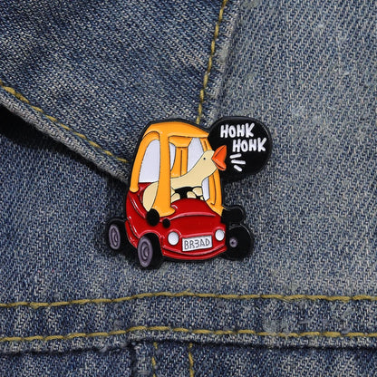 Honking Goose Driving Toy Car Enamel Pin Badge Funny Brooch Cute Lapel Clothes Backpack Accessories