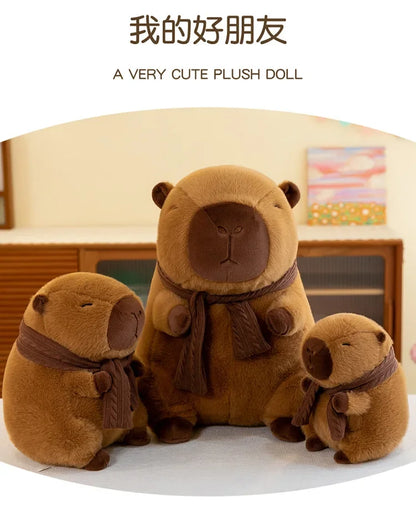 23/35CM Cute Capybara Plush Toy with Scarf -  Autumn Winter Seasonal