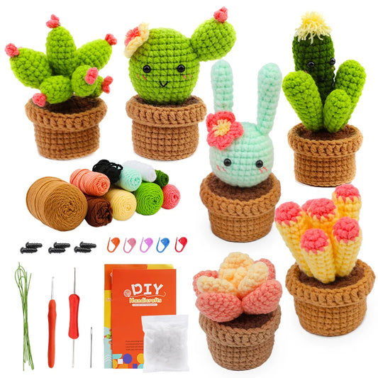 3/6pcs DIY Beginners Plant Succulent Crochet Starter Kit