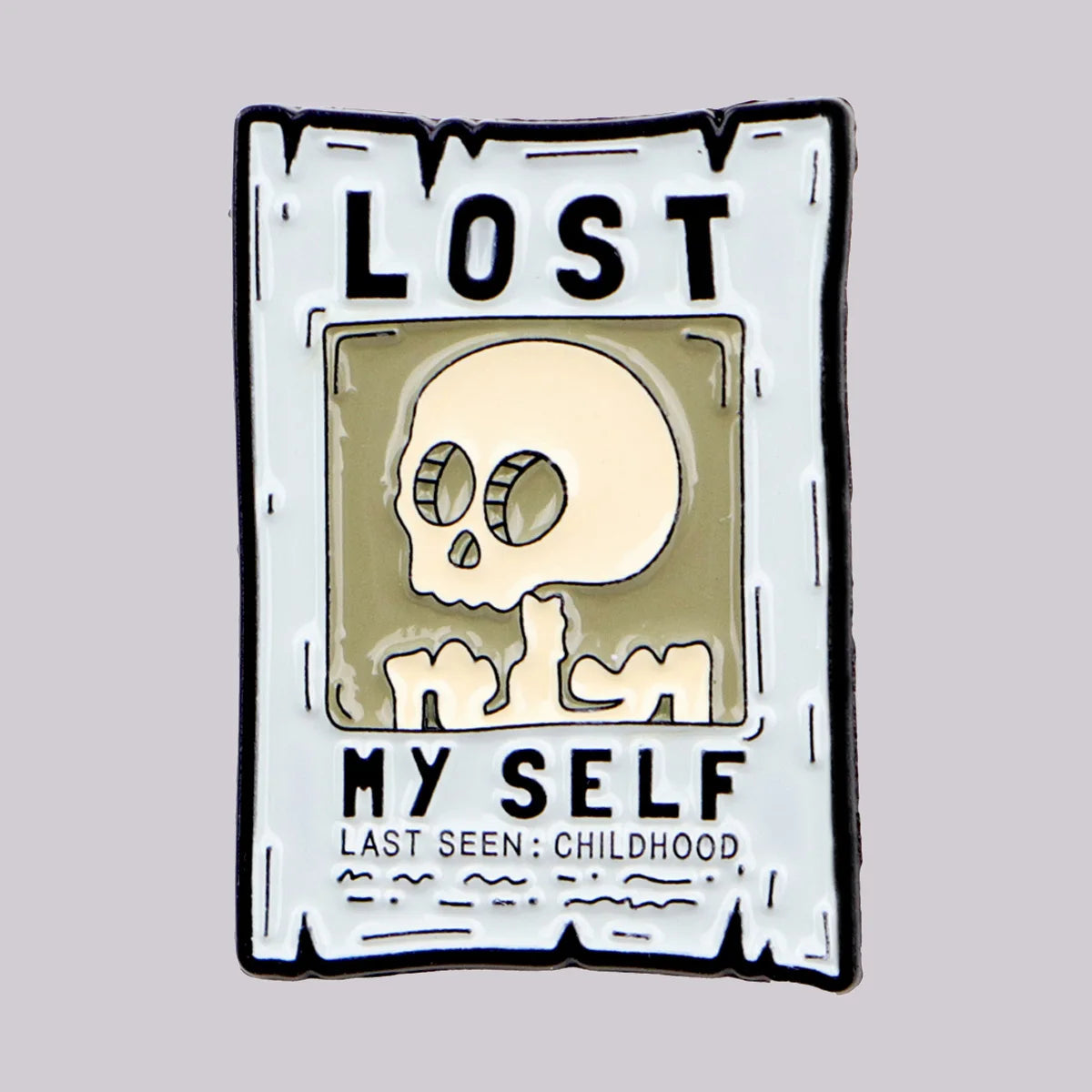 Skeleton Lost Myself Poster Funny Sarcastic Enamel Brooch Lapel Pin Badge Novelty Gift