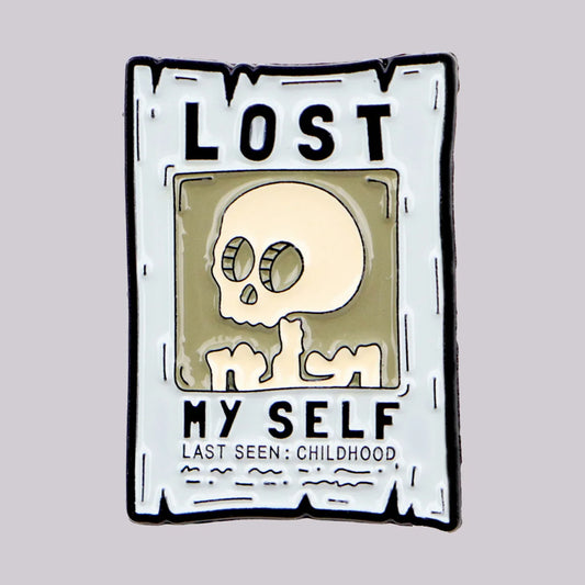 Skeleton Lost Myself Poster Funny Sarcastic Enamel Brooch Lapel Pin Badge Novelty Gift