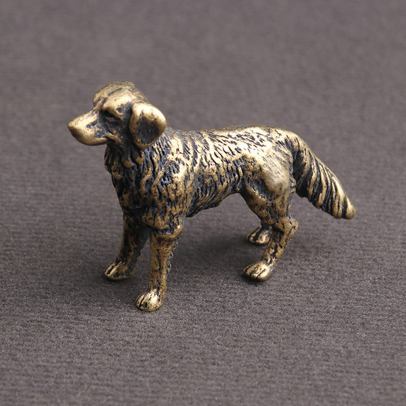 Mini Brass Copper Metal Dog Figurine – Desk Buddy Ornament Collectible