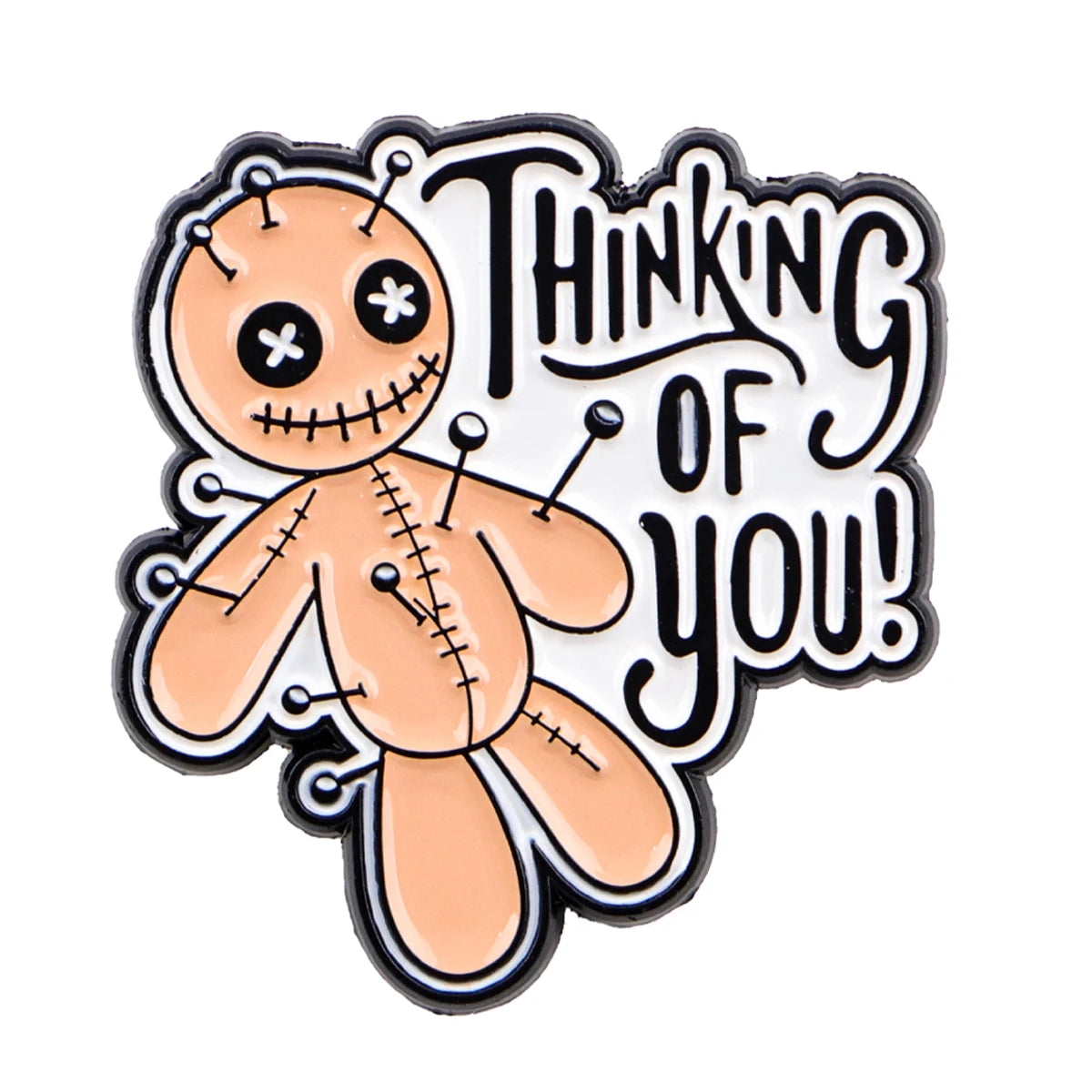 Thinking of You Funny Voodoo Doll Witchcraft Enamel Brooch Lapel Pin Badge Novelty Gift