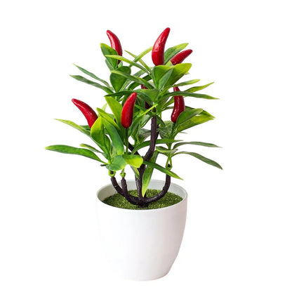 Artificial Bonsai Plant Tree – Peach, Orange, Strawberry, or Pepper Tree Plant Décor (22×18 cm)