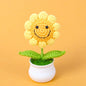 Crochet Knitted Artificial Flower Plant in Pot - Hand Woven Potted Desk Desktop Home Decor Gift Ornament