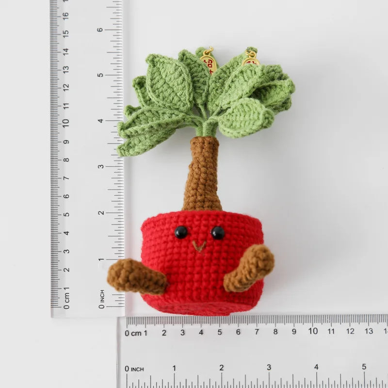 Crochet Knitted Potted Money Tree Plant – Handmade Style Décor Gift | Artificial Cute Mini Plant or Tree