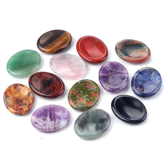 Crystal Sensory Fidget Worry Stones – Smooth Natural Crystal Stones for Anxiety ADHD Autism Meditation Healing Chakra Balance Mental Health Stress Relief