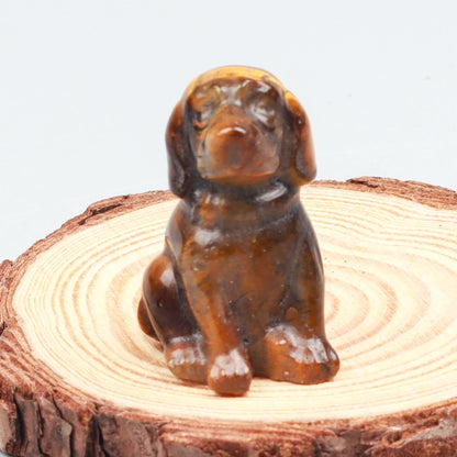 Crystal Dog Figurines – Hand-Carved Natural Stone Animal Dogs Figures for Chakra Energy Healing & Home Décor