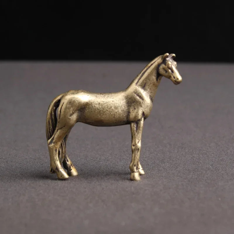 Mini Brass Copper Metal Horse Figurine – Desk Buddy Ornament Collectible