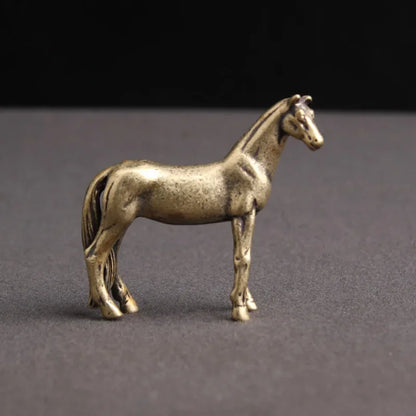 Mini Brass Copper Metal Horse Figurine – Desk Buddy Ornament Collectible